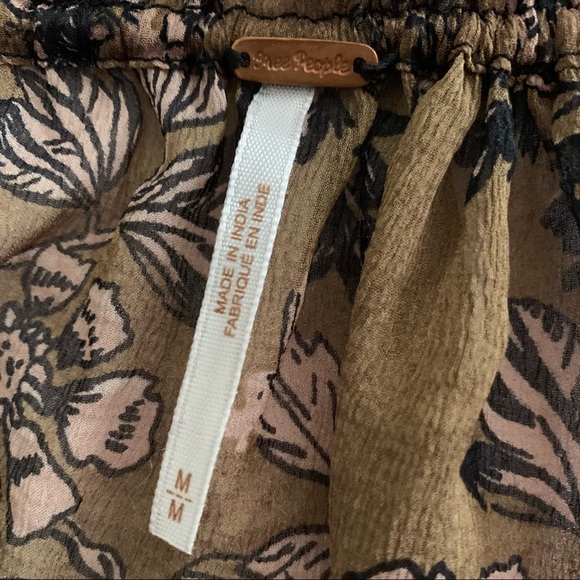 FREE PEOPLE Boho Sheer Chiffon Floral Blouse Brown/Black - Picture 8 of 8